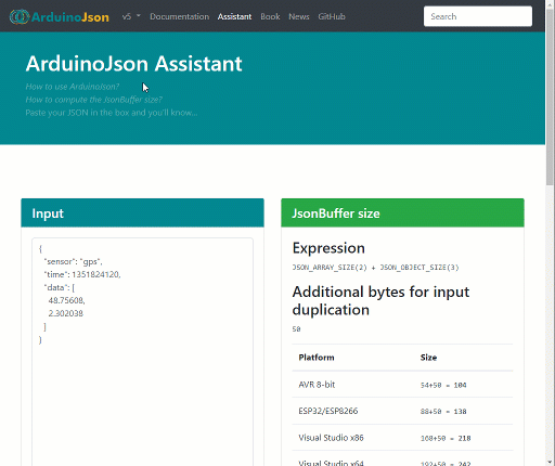 How to select ArduinoJson Assitant version