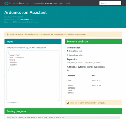 Evolution of ArduinoJson Assistant