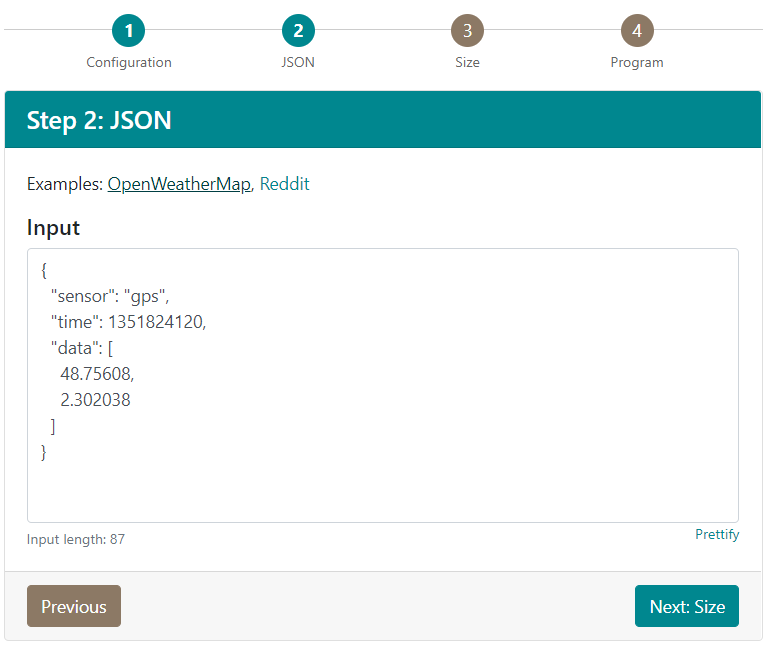 Step 2 of the ArduinoJson Assistant